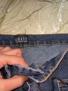 Embroidered Flare Leg Denim Jeans