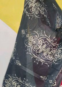 Patterned Black Pure Cotton Dupatta