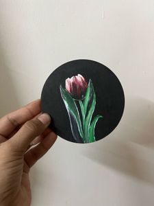 Tulip Painting on Black Canvas