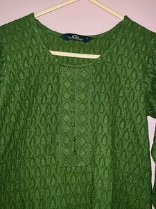Green Embroidered chikankari Kurta
