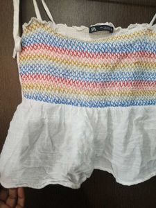 ZARA 🌈 Smocked Crop Top Never Used