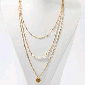 Gold Layered Pearl Pendant Necklace