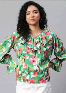 Green Floral printed Top