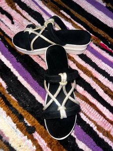 Sparkly Black Platform Sandals