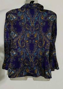 Paisley Print Button Down Blouse