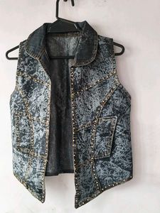 Vintage Studded Denim Vest
