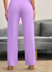 Women Polyester Blend Solid Trousers
