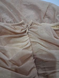 Strapless Sparkly Gold Mini Dress
