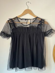 Black Sheer Ruffle Top