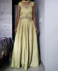 Elegant Lime Green Anarkali Dress
