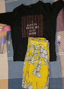 Floral Print Yellow Pants