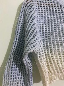 blue/White Cropped Sweater