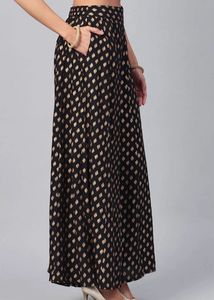 Juniper Black &amp; Gold-Toned PrintedFlared Pallazo