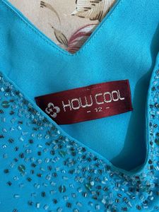 Aqua Blue Embellished top with cute bottom frill