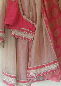 Pink & Gold Embellished Saree