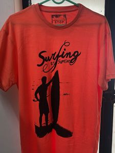 STOP Brand New Peach Vibrent Red T-Shirt
