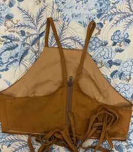 Effortless Chic Suede-Look Halter Top - Size Small