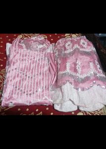 Pink Embellished Kurta Set