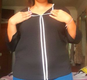 Trendy Black Striped Top XXL- Formal, Party,Office