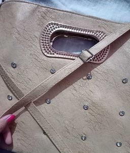 Beautiful Cream Gold Handbag