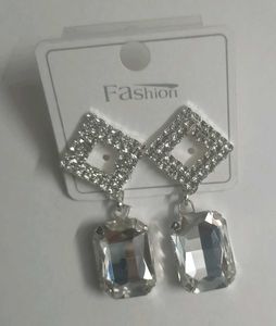 Diamond Silver Earrings