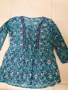 Combo Sea Green Short Kurti Bangles Necklace