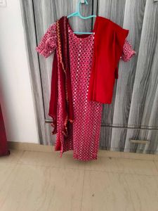 Festive Maroon Heavy Mirror Work Kurta Set