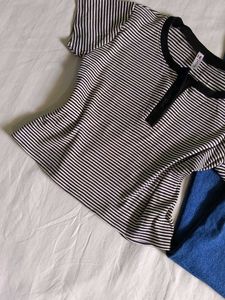 Womens Black And White Stretchable T – Shirt ❤️