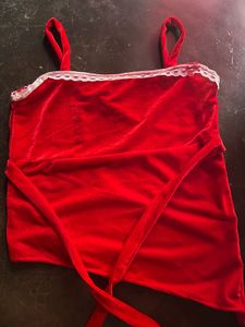 Red Velvet Lace Trim Cami