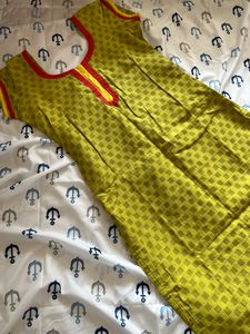 Custom Made Kurta | Green And Yellow