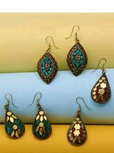 Hand Made Tibetan  Combo 3pairs Of Earrings