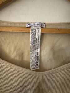 Zara Beige Ribbed Long Sleeve
