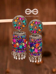 Colorful Beaded Jhumka Earrings
