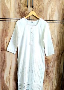 White Emboridery Work Kurti Size-34