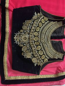 Elegant Pink &amp; Black Embroidered Saree