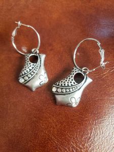 Silver Flower Drop Earrings