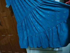 Rangriti Blue Printed Tiered Dress