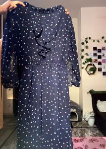 Navy Polka Dot Midi Dress