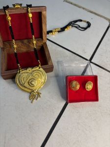 Gold-Plated Mangalsutra & Earring Set