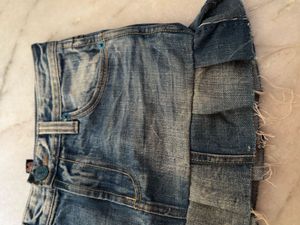 Distressed Denim Mini Skirt