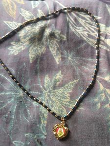 Red Beaded Necklace And Black Necklac Combo