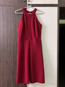 Maroon Fit And Flare Dress