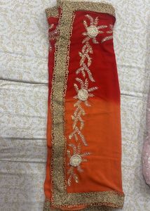 Elegant Orange Red Saree