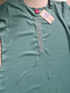 Mild Green Kurthi With Beautiful Work