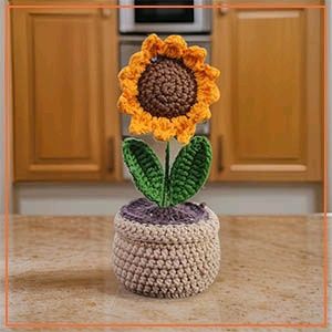 Crochet Sunflower Pot