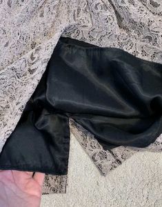 H &amp; M Beige Lace Overlay Sleevless  Black Bow