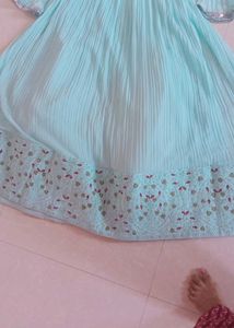 Frillled Embroidered Ingegment Gown