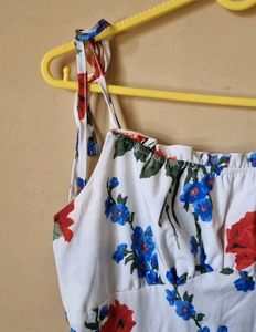 Tie Up Sleeves Floral Dress