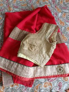 Red Saree With Blouse