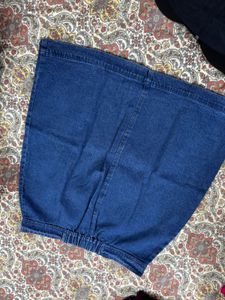 Vintage Denim Button-Front Mid-Length Skirt